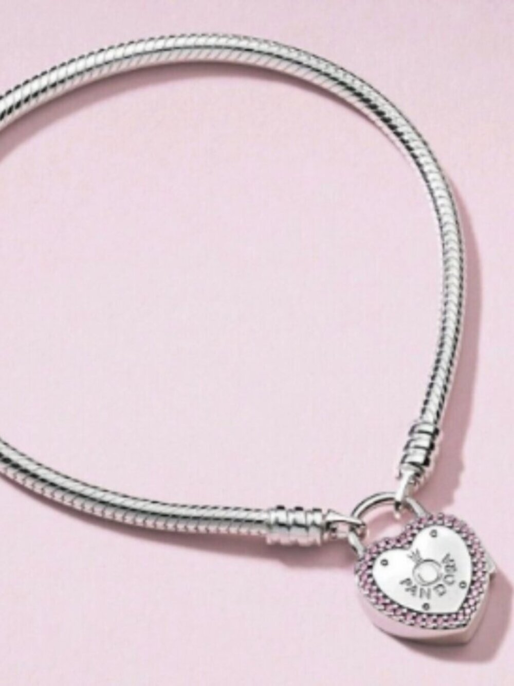 New Authentic Pandora Silver Bracelet Lock Your Promise Heart Bracelet